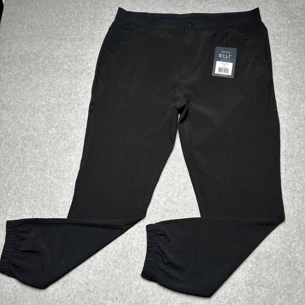 BYLT Kinetic Joggers Mens Size 36 Black Stretch Tech Performance Pants NWT
